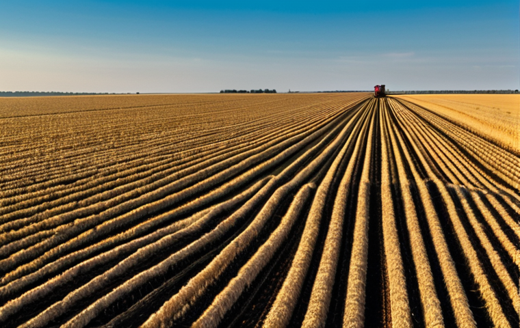 No-Till Farming Landscape**
"Vast, gently rolling farmland under a clear blue sky. In the foreground, a modern seeder carefully plants seeds directly into the stubble of a harvested wheat field. Earthworms are visible in the rich, dark soil. In the background, healthy crops are thriving. Golden hour lighting. safe for work, appropriate content, fully clothed, professional, perfect anatomy, natural proportions, realistic, high resolution."
**