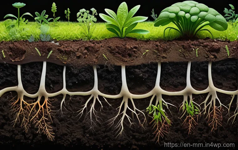 토양 건강을 위한 생물학적 개선제 사용법 - **Prompt:** A vibrant and intricate cross-section of healthy garden soil, revealing a bustling under...