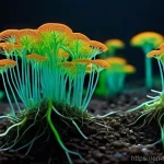 미생물 활성화로 토양 건강 증진하기 - **Prompt:** A mesmerizing macro shot illustrating the "Microbe-Plant Partnership" within healthy soi...