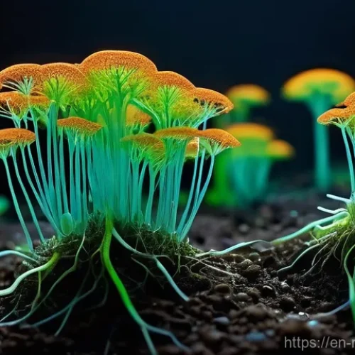 미생물 활성화로 토양 건강 증진하기 - **Prompt:** A mesmerizing macro shot illustrating the "Microbe-Plant Partnership" within healthy soi...